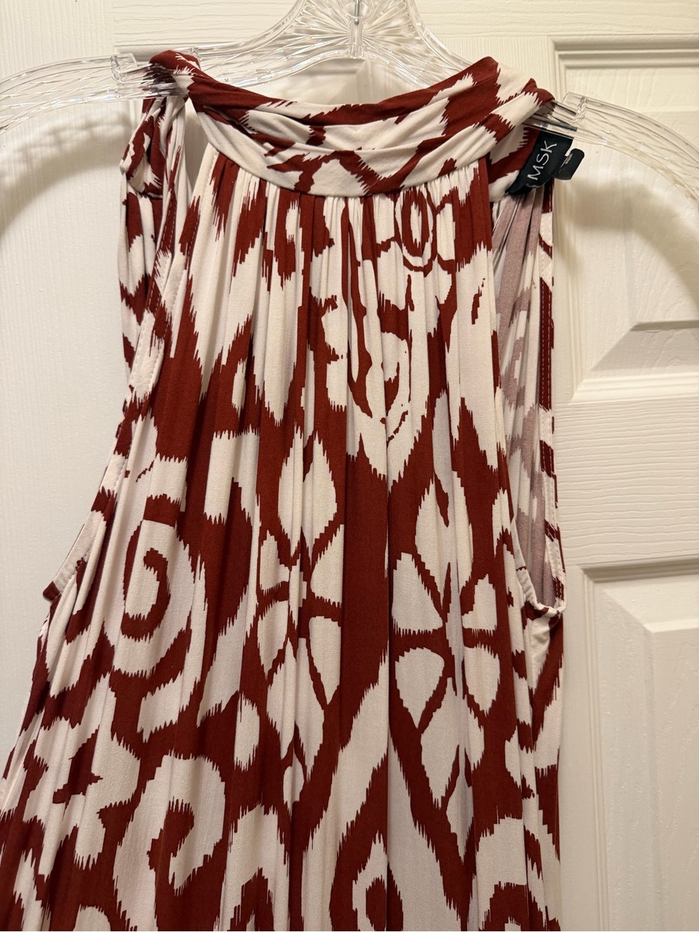 MSK Rust and White Printed Maxi Dress